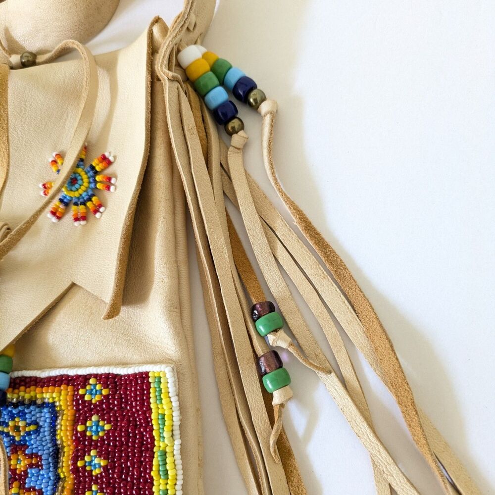 Doug Fast Horse Oglala Lakota Native American Beaded Leather Fringe Shoulder Bag - Picture 7 of 16
